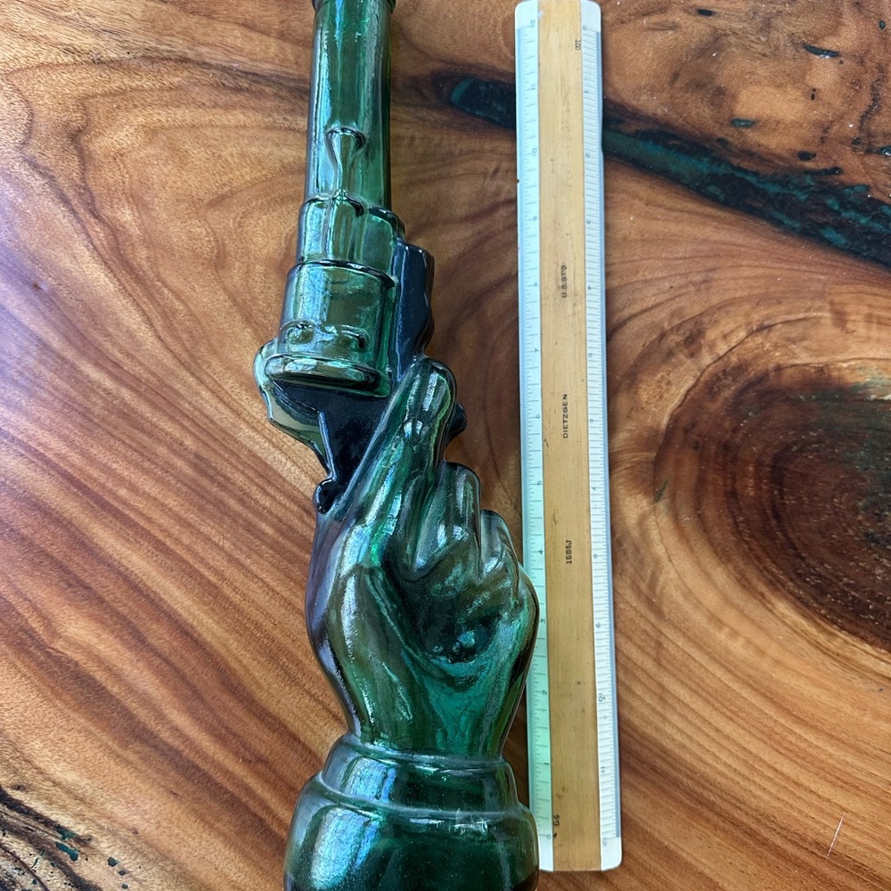 Vintage Green Glass with Black (painted?) accents. - Picture 3 of 8